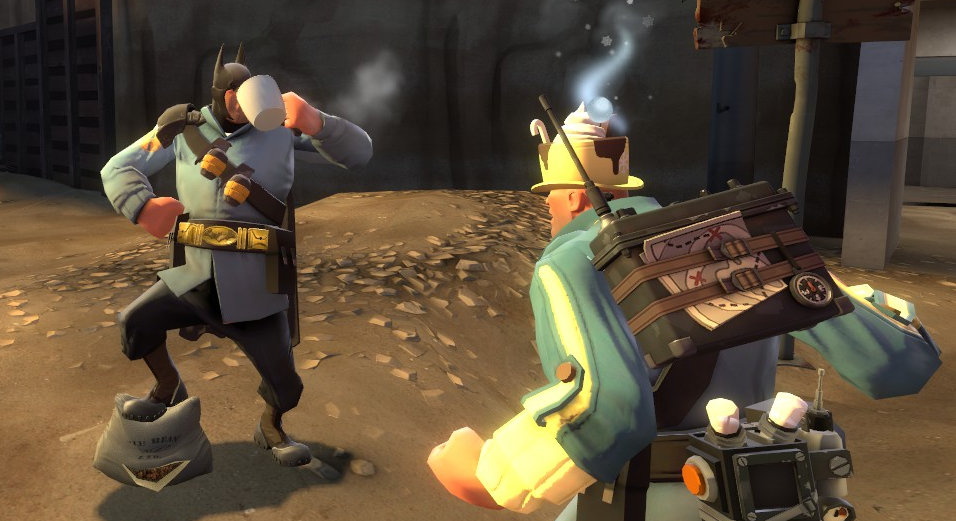 Batman drinking coffee